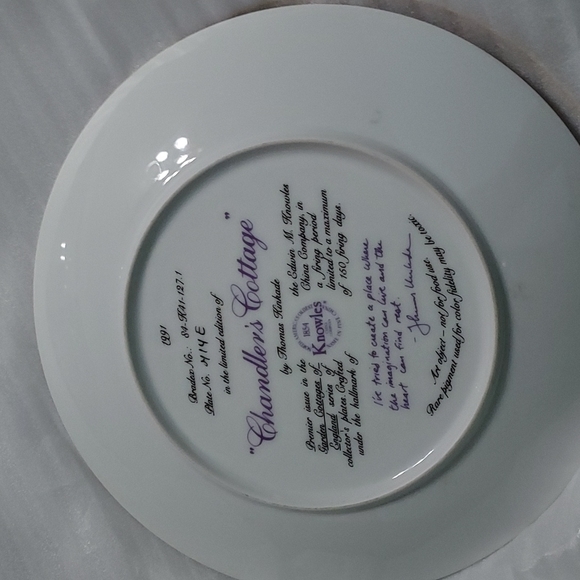 "Chandler's Cottage"1991 Vintage Decor Plate Trim in Gold by Thomas Kinkade - Picture 2 of 4